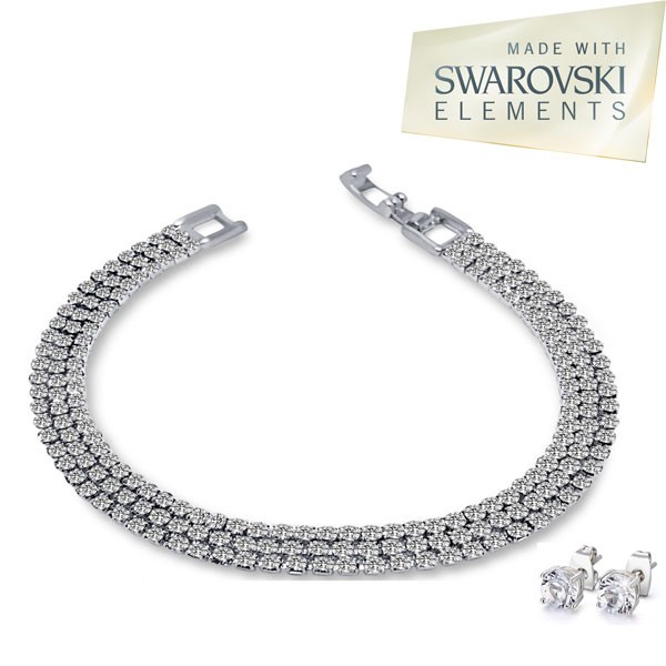 iChica - Three Row Pave Duo Set Gemaakt Met Swarovski Elements