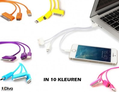 IDiva - Gekleurde 3 In 1 Usb Kabel