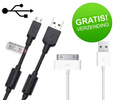 Koopjessite - Diverse originele USB datakabels - o.a. Apple, HTC en Nokia