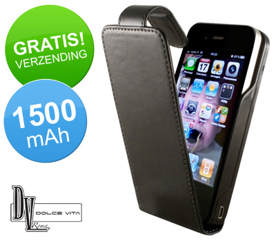 Koopjessite - Dolce Vita beschermhoes met accu - Voor Apple iPhone 4 en 4S