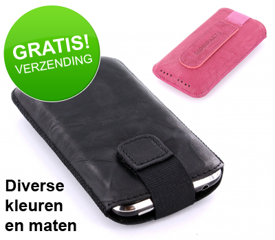 Koopjessite - Mobiparts luxe lederen bescherm pouch - diverse kleuren en maten