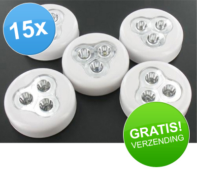 Koopjessite - Zelfklevende Click LEDs (15 Pack)