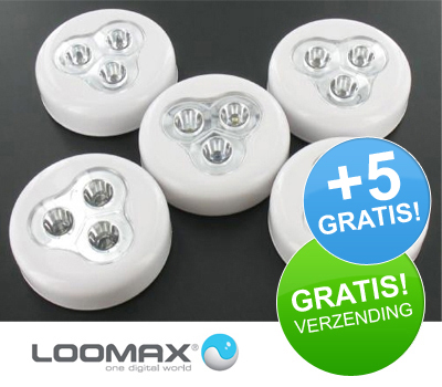 Koopjessite - Zelfklevende Click LEDs (5 Pack)