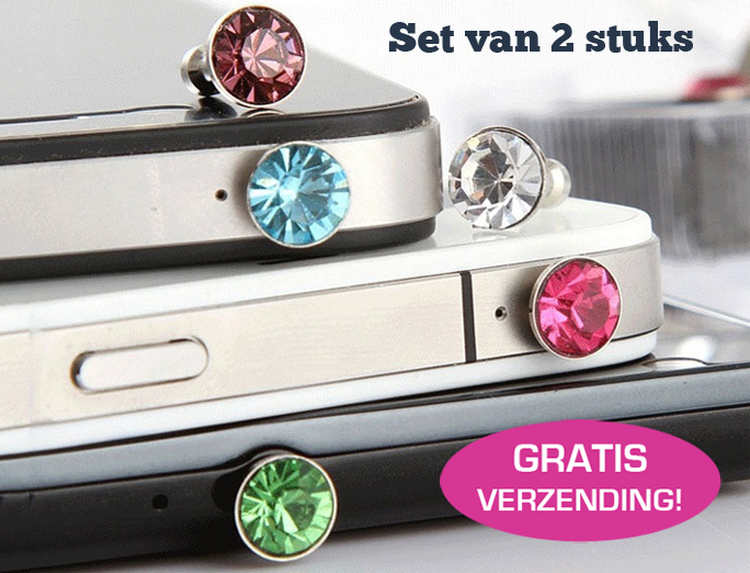 Lifestyle Deal - 2X Trendy Diamond Style Dust Plug Voor Je Smartphone Of Tablet