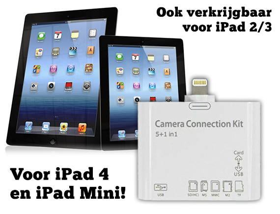 Lifestyle Deal - 5-In-1+usb Camera Connection Kit Voor Ipad Mini/ipad 4 Of Ipad 2/3