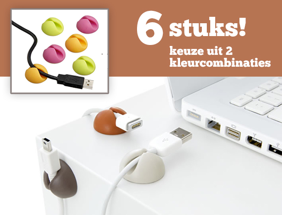 Lifestyle Deal - Set Van 6 Handige Cable Drops In 2 Kleurencombinaties