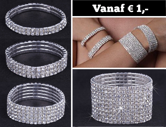 Lifestyle Deal - Stijlvolle Armband Met Strass Kristallen, In 4 Maten Vanaf 1 Euro