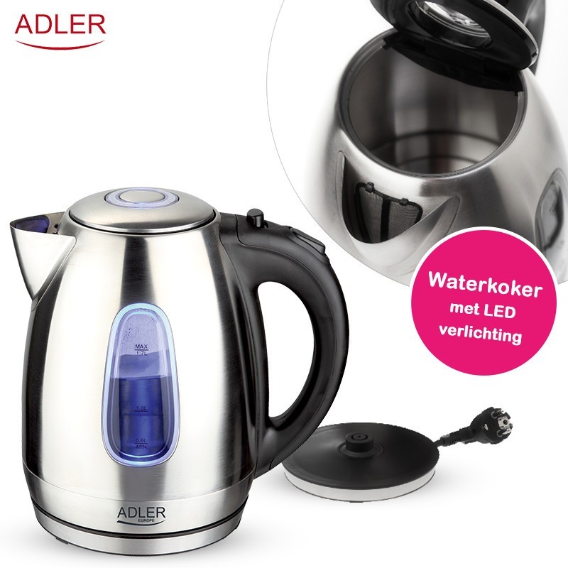 One Day For Ladies - Adler Rvs waterkoker met led One Day For Ladies - Adler Rvs waterkoker met led