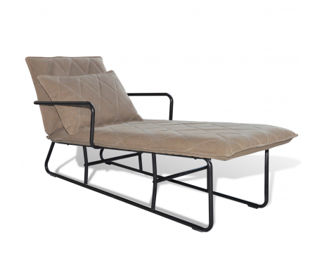 VidaXL - Chaise Longue met armsteunen (lichtbruin)