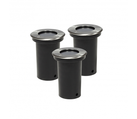 VidaXL - Grondspots RVS rond 3 stuks