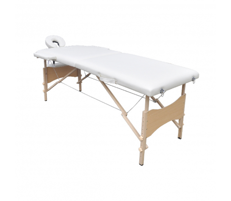 VidaXL - Massagetafel 2 zones vouwbaar hout cr&egrave;me