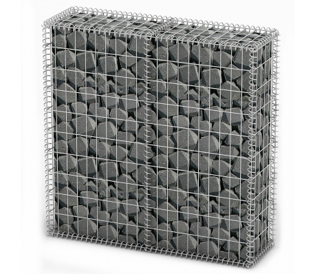 VidaXL - Steenkorf Gabion mand met deksel en gegalvaniseerde draad 100x100x30cm