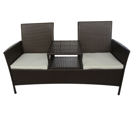 VidaXL - Wicker tuinset 2 zitjes+tafel bruin