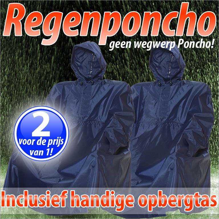 vsdeal.com - 2 x Regenponcho Blauw one Fit