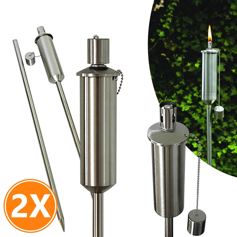 vsdeal.com - 2-Pack Luxe RVS Tuinfakkels XL