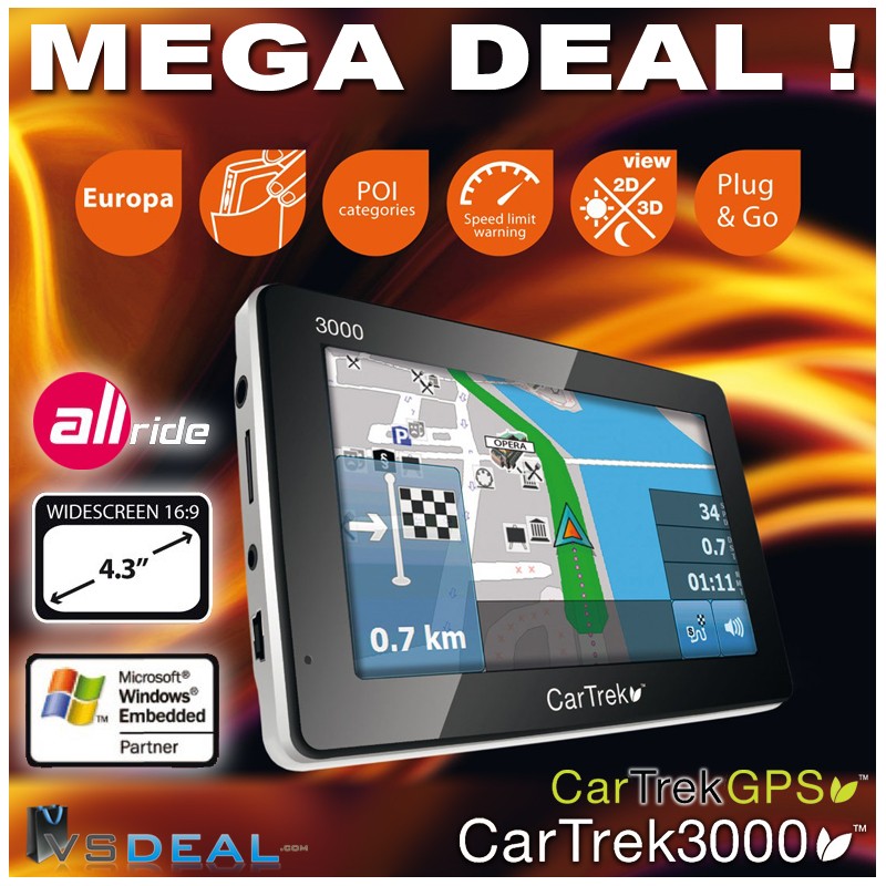 vsdeal.com - CarTrek 3000 Navigatie inclusief heel Europa OP=Pech!