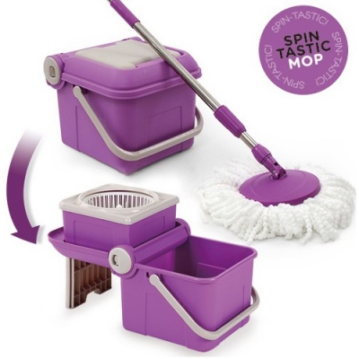 Waat? - De snelste en ruimtebesparende mop: Spin Tastic Mop met uitklapbare emmer