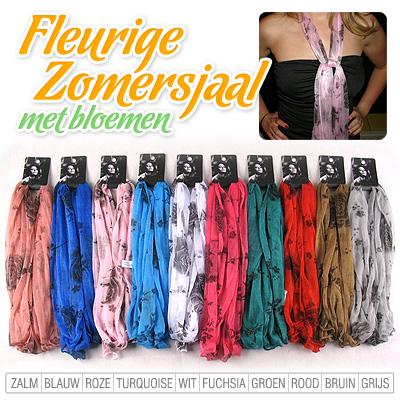 Waat? - Fleurige zomersjaal met bloemen (in 10 verschillende kleuren)