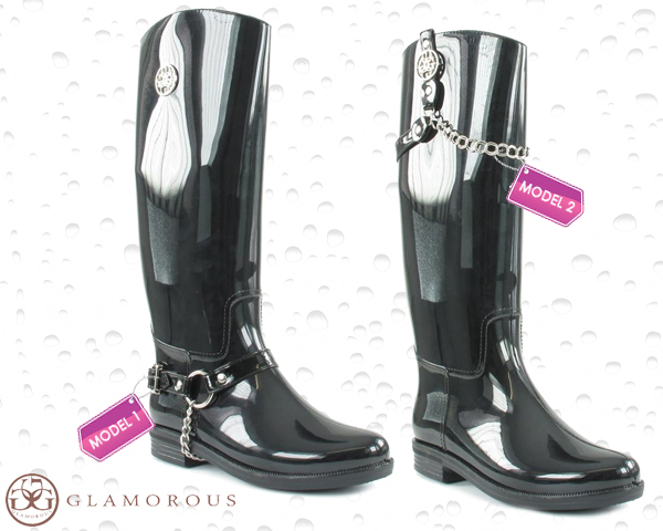 Waat? - Glamorous regenboots met ketting