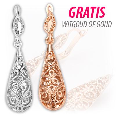 Waat? - GRATIS 18 karaats goud/witgoud vergulde oorhangers