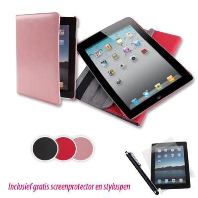 Waat? - Roterende kunstleren Ipad case inclusief styluspen én screenprotector!