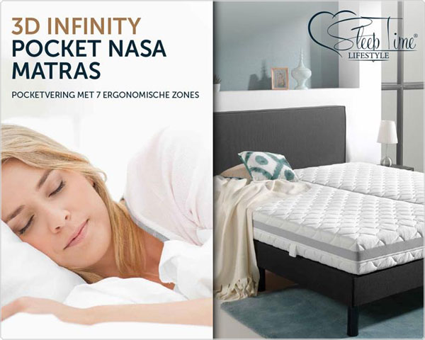 Waat? - Sleeptime 3d infinity pocket nasamatras met 7 ergonomische zones