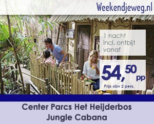 Weekendjeweg - Center Parcs Het Heijderbos 5* vanaf 109,-.