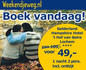 Weekendjeweg - Hampshire Hotel - 't Hof van Gelre 4* vanaf 49,-.