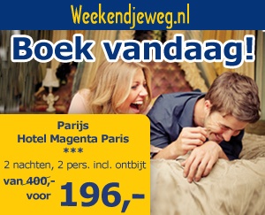 Weekendjeweg - Hotel Magenta Paris 3* vanaf 196,-.